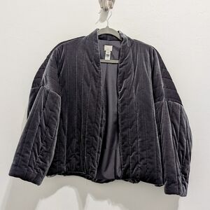 A New Day Oversized One Size Fits Most Velvet Gray Open Front Jacket Warm Cozy